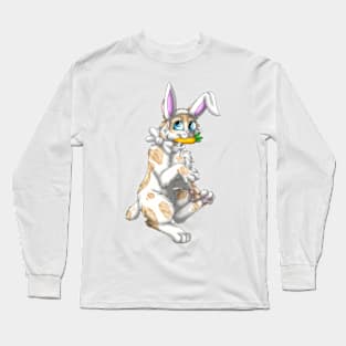 Bobtail BunnyCat: Cream Bicolor Tabby (White) Long Sleeve T-Shirt